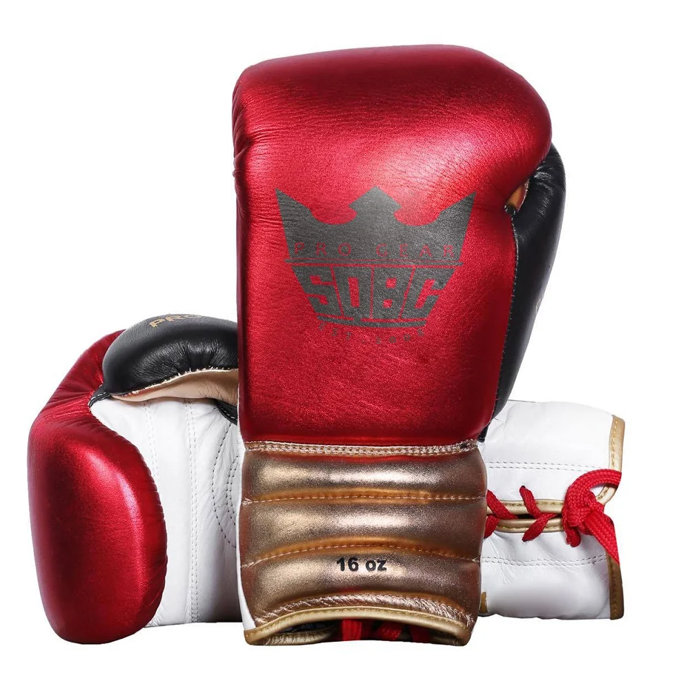 Metallic Red Boxing Gloves, White / Red Competition Boxing Gloves, Boxing Sparring Gloves & Fighting Gloves