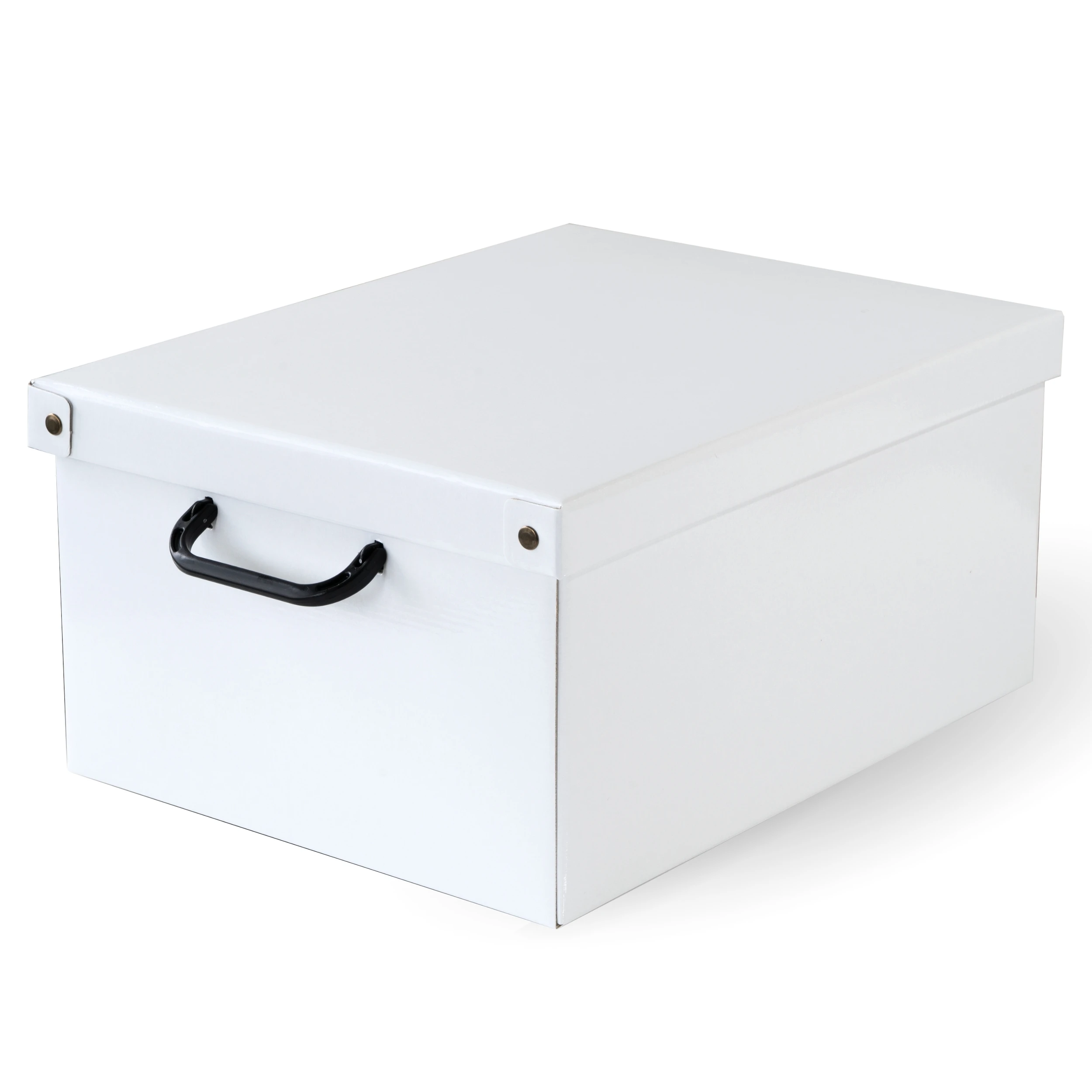 Made in Italy cardboard  white foldable storage box Japan style home organizer boxes with lid and handles medium size