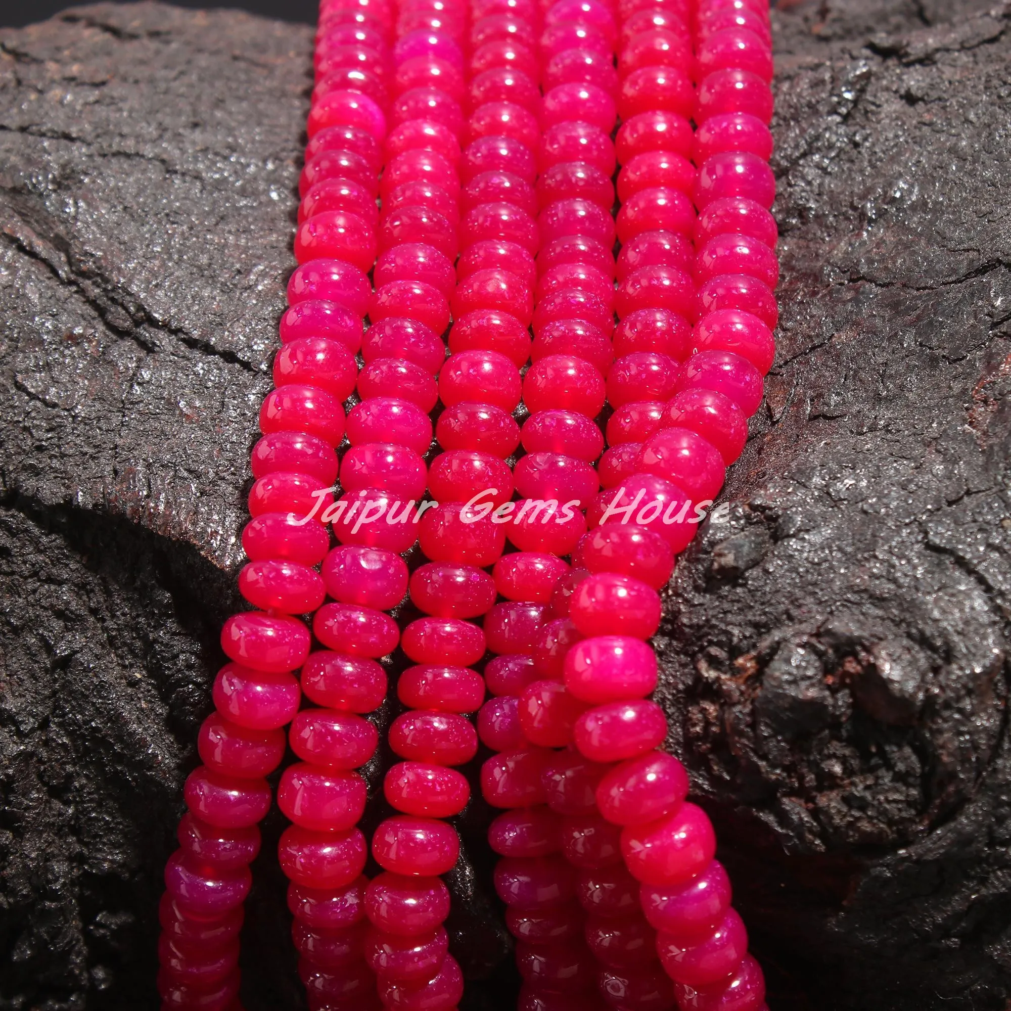 Natural Hot Pink Chalcedony Smooth Rondelle Beads 8mm Pink Chalcedony Gemstone Beads High Quality Chalcedony Crystal for Jewelry