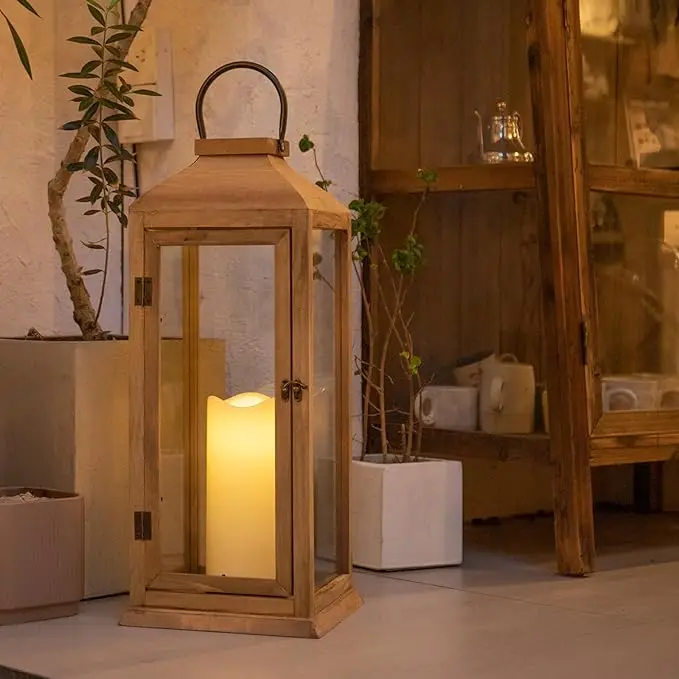 Large Lanterns Decorative  27.5in Waterproof Lanterns Decorative with Flameless Candles Lanterns for Home Decor
