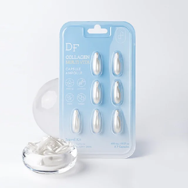 High Quality Natural Brightening Face with Skin Care Vegan-Certified DF Multi-Vita Collagen Capsule Ampoule (7pcs)