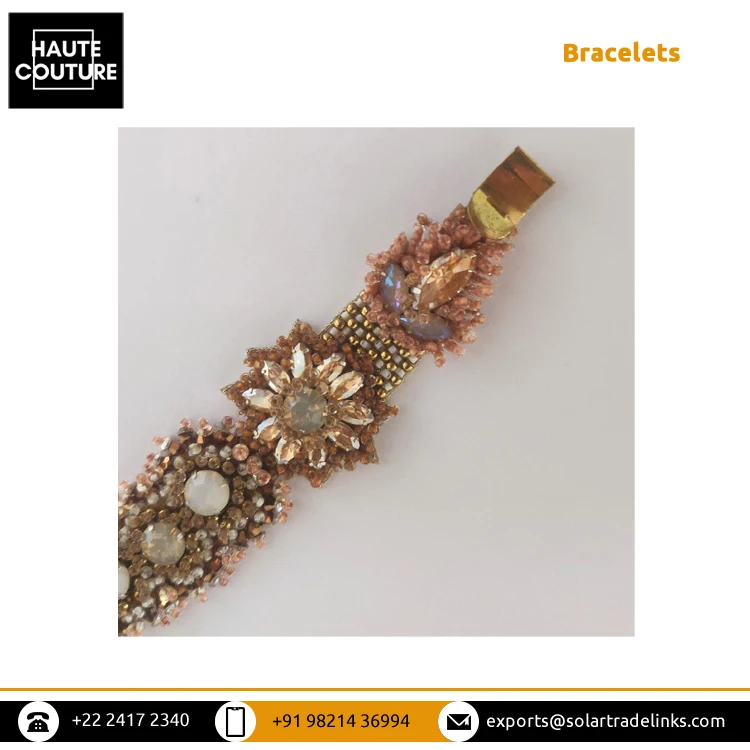 Latest Trendy Design OEM Brand Sparkle Style Hand Embroidered Handmade Beads & Opal Stones Made Women Bracelets