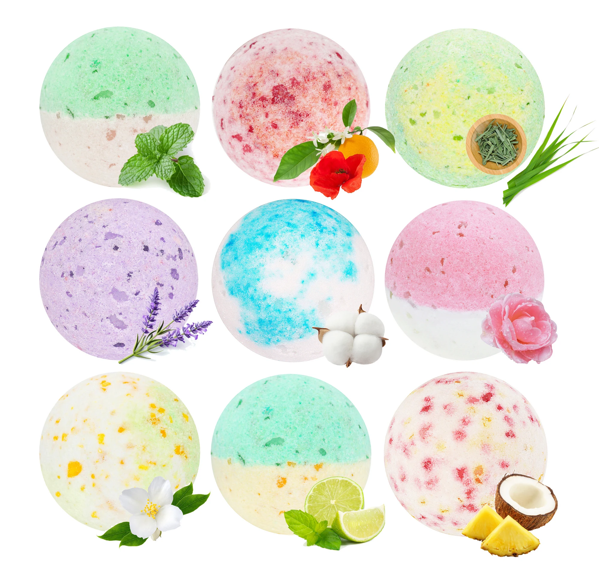 New Custom 2024 Nourishing Sparkling Bath Fizzies Herbal and Relaxing Shower Steamer Aromatherapy Bath Bombs with Sea Salt