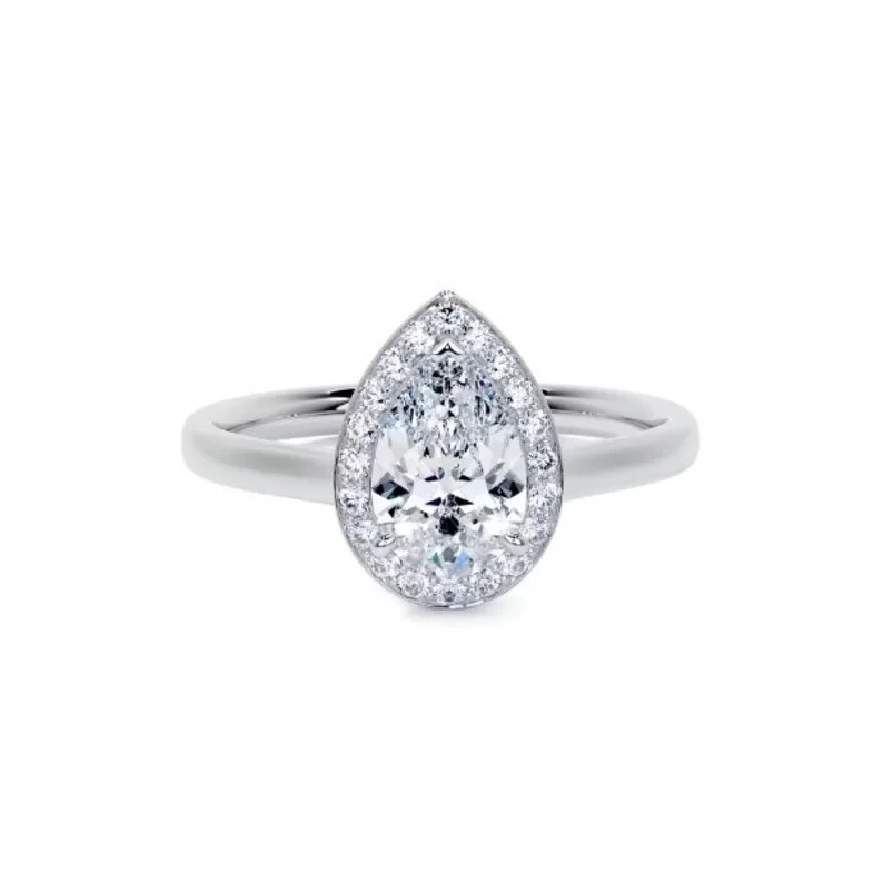 14k Pear Lab Grown Diamond Ring 4X6 Solid White Gold Jewelry Pear Cut Engagement Ring IGI Certificate F Color VS1 Clarity