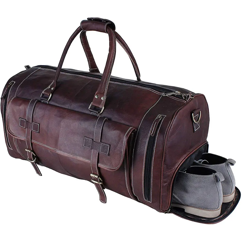 High Quality Custom Personalized Vintage Leather Duffle Bag Unisex New Design Sports Traveling Gym Backpack Big Size PU Luggage