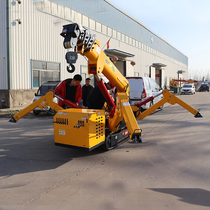 Construction Works with Hydraulic Telescopic Outrigger 3Ton Small  Mini Spider Crawler Crane