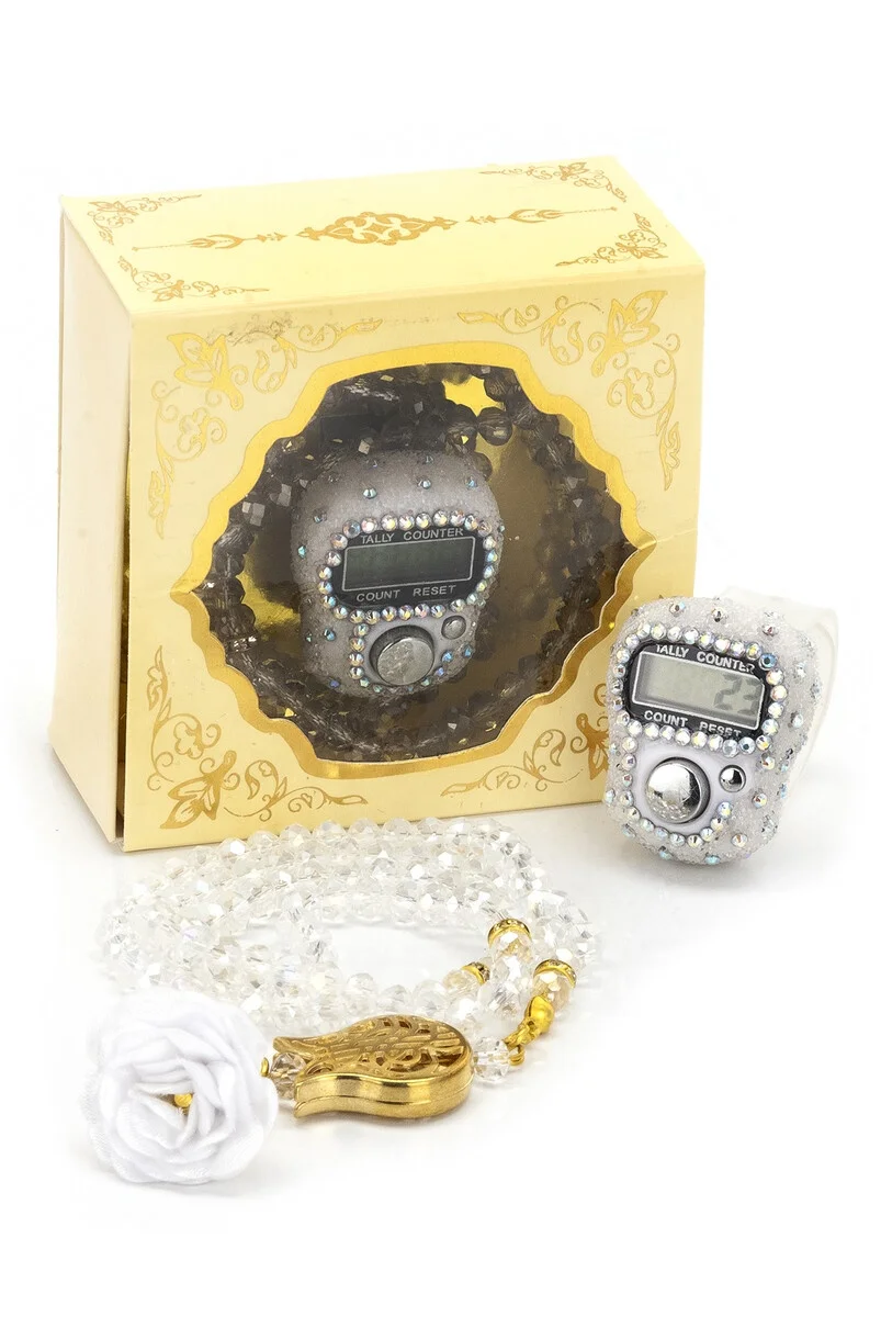 Stone Zikirmatik Crystal Stone Rosary Set Islamic Gifts Set Tasbeeh Rosary Sajjadah Muslim Traditional Dhikrmatic Namaz Islam