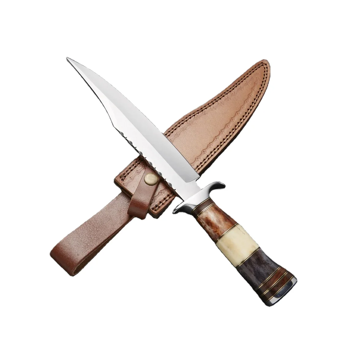 Custom High Quality Damascus Steel Bowie Blade Outdoor Survival Knife with Classic Wood Handle Wholesale Drop Shipping Hot Sale