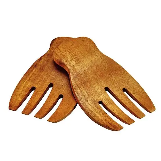 Designer Hand shape Salad Tools Wooden Salad Server Easy to Use Hands for Mixing lots of vegetable items for home and kitchen