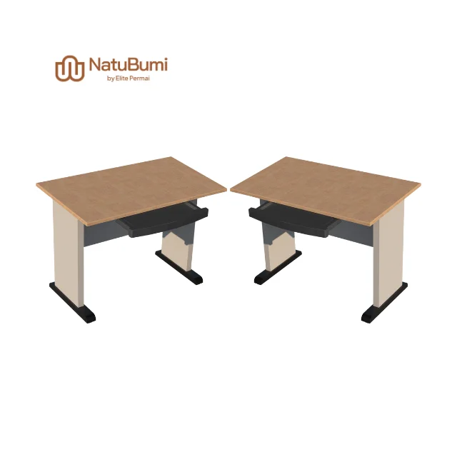 New Product Computer Lab Table MDF Material Melamine Finish With Metal Modesty Panel And Legs Featuring Keyboard Tray For Study