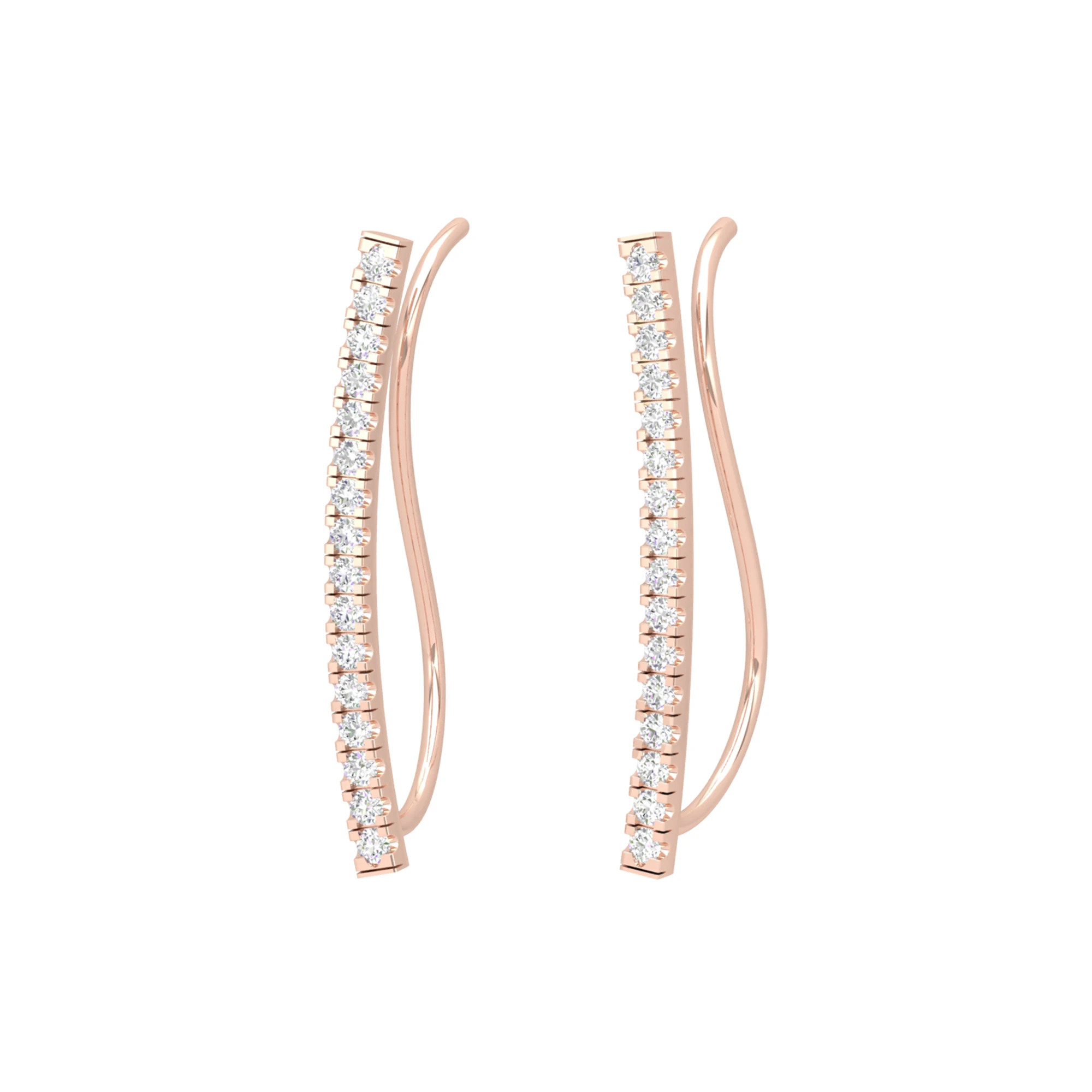 Elegant Statement Natural Round Diamond Crawler Earring For Women 14K Gold Fine Jewelry HI VS-SI Clarity Made In India