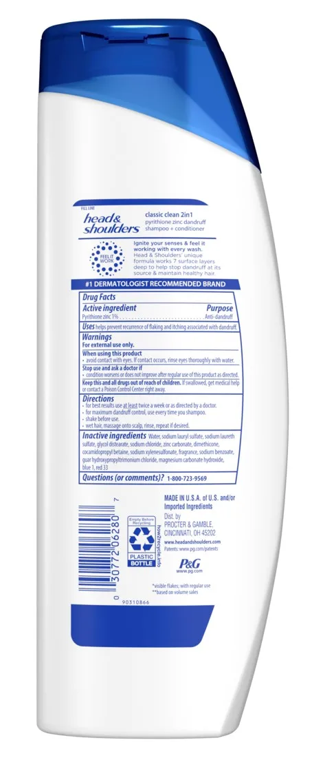 Headd&Shoulders Shampoo Classic Clean 2-In-1 12.5oz (Pack of 2)