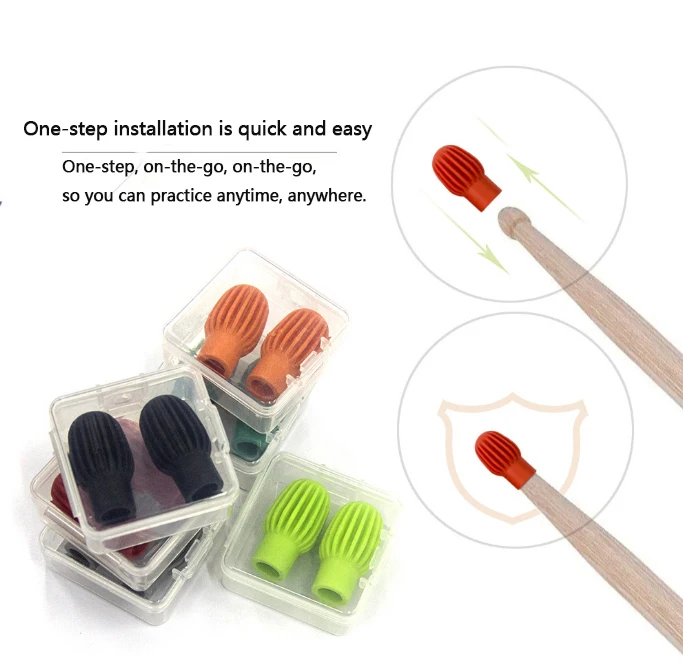 Drum kit drum stick silicone muffler cover wholesale anytime practice drum stick mute cover