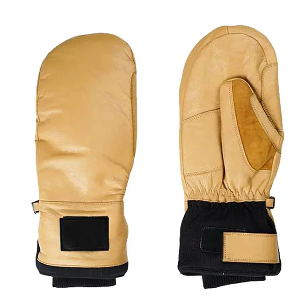 New Winter Black Leather Mitten Gloves For Men Women Thicken Leather Windproof Men Super Warm Large Size Mittens Gloves