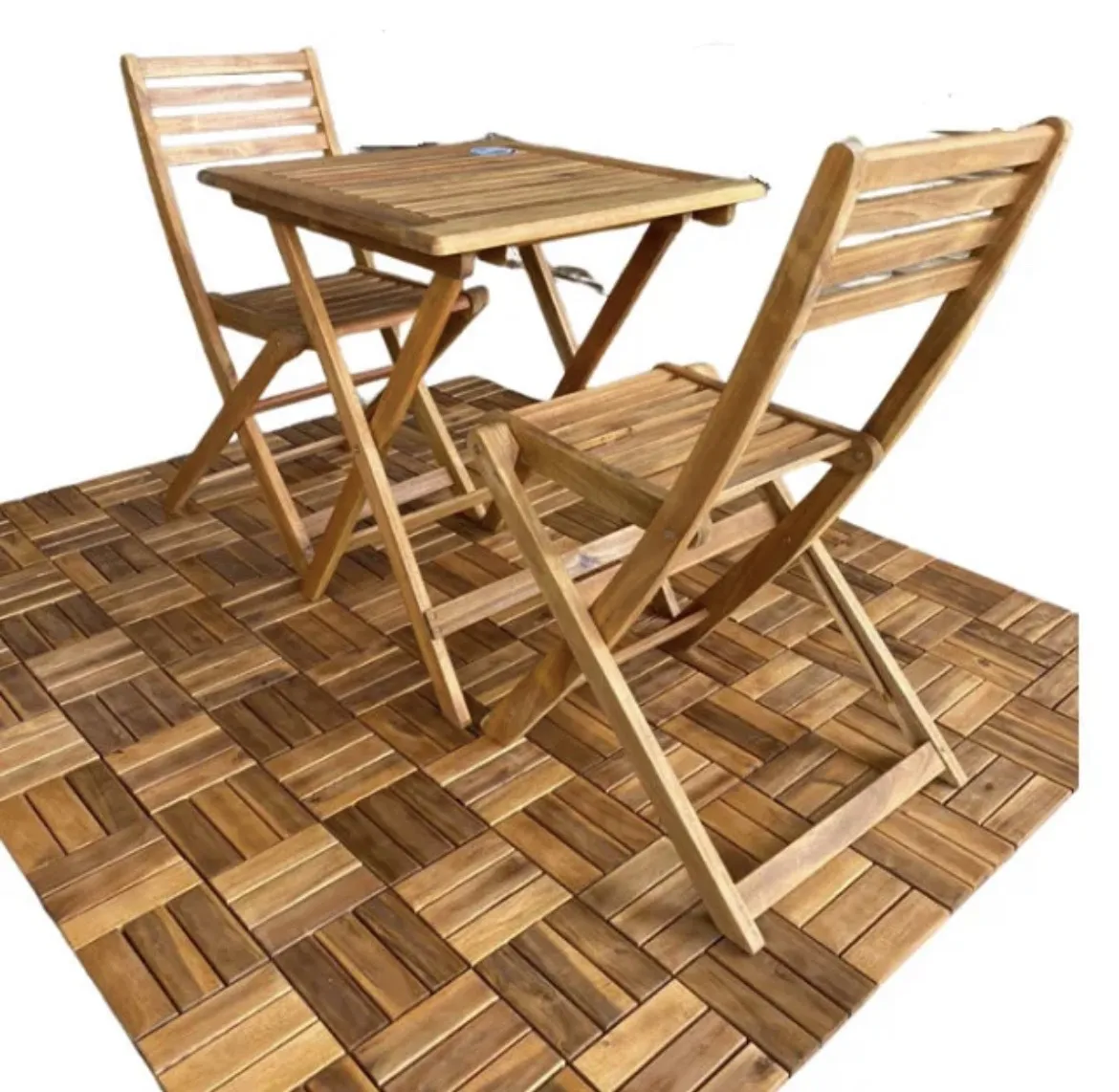 6-SLAT ACACIA WOODEN DECK TILE 300X300X19MM Cheap Price  For Export High Quality Premium Wood Outdoor Decor Low MOQ TILE FLOOR