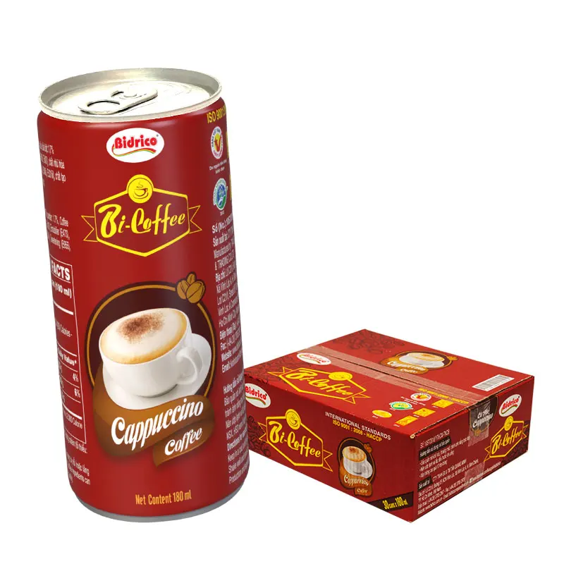 OEM Private Label and Stickers Logo Custom Cappuccino Instant Coffee 180ml Can Packaging Less Sugar Neutral Coffee From Vietnam