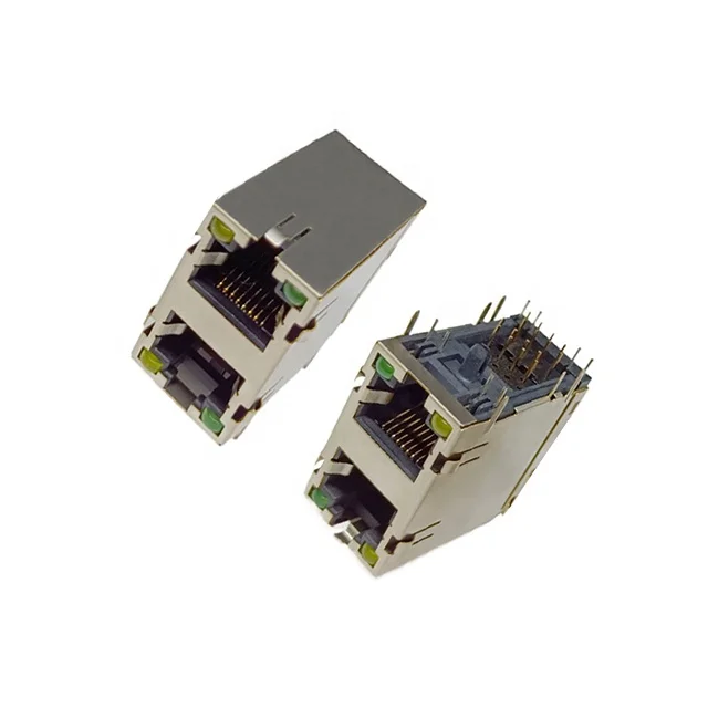 1000 base-t 2x1 порт, соединители rj45 со светодиодами, Разъем lan rj45 с трансформатором lan, сетевой разъем rj45.