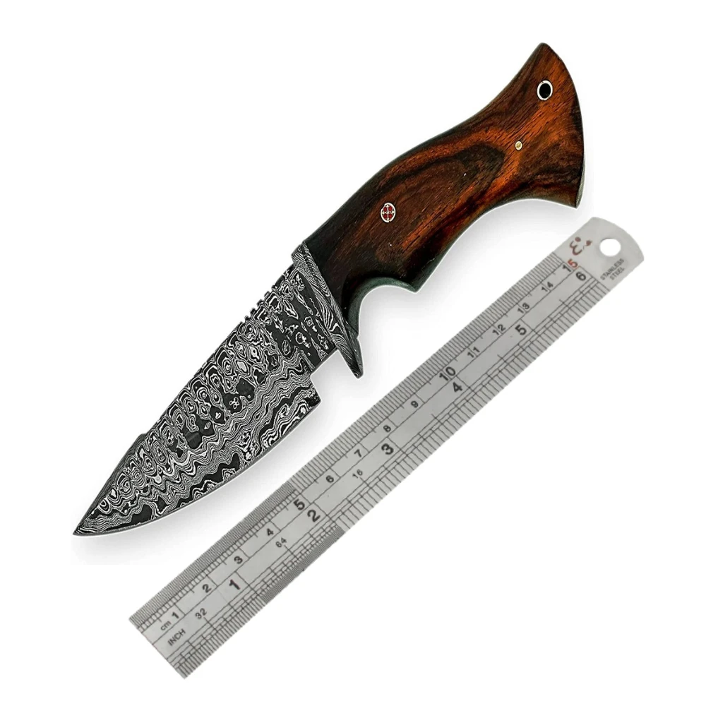 Customised Size Premium Quality Handmade Damascus Steel Blade Hunting Knife Comfortable hand Grip Skinner knife Outdoor Camping