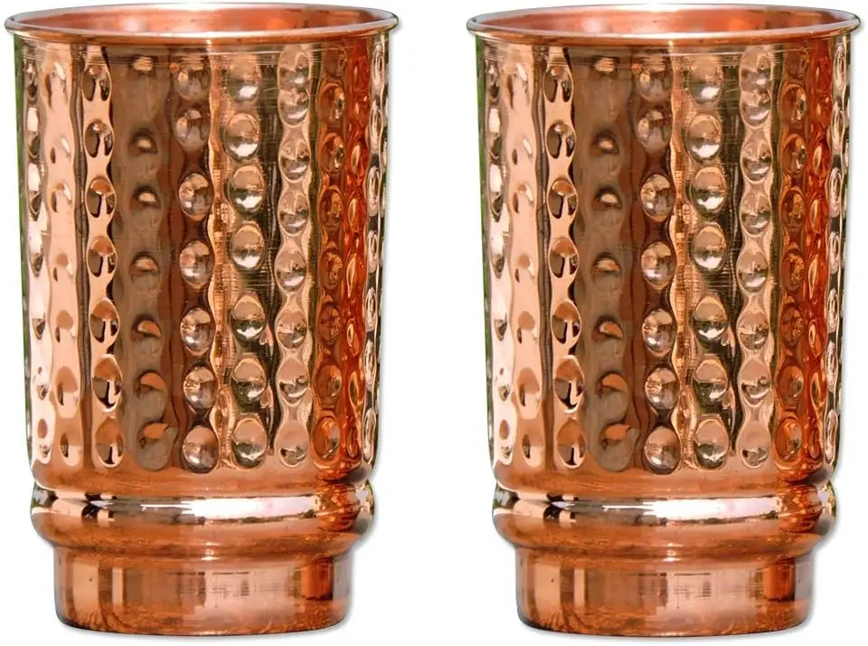 Hammered Pure Copper Tumblers Set of 2 UNLINED UNCOATED and LACQUER Free