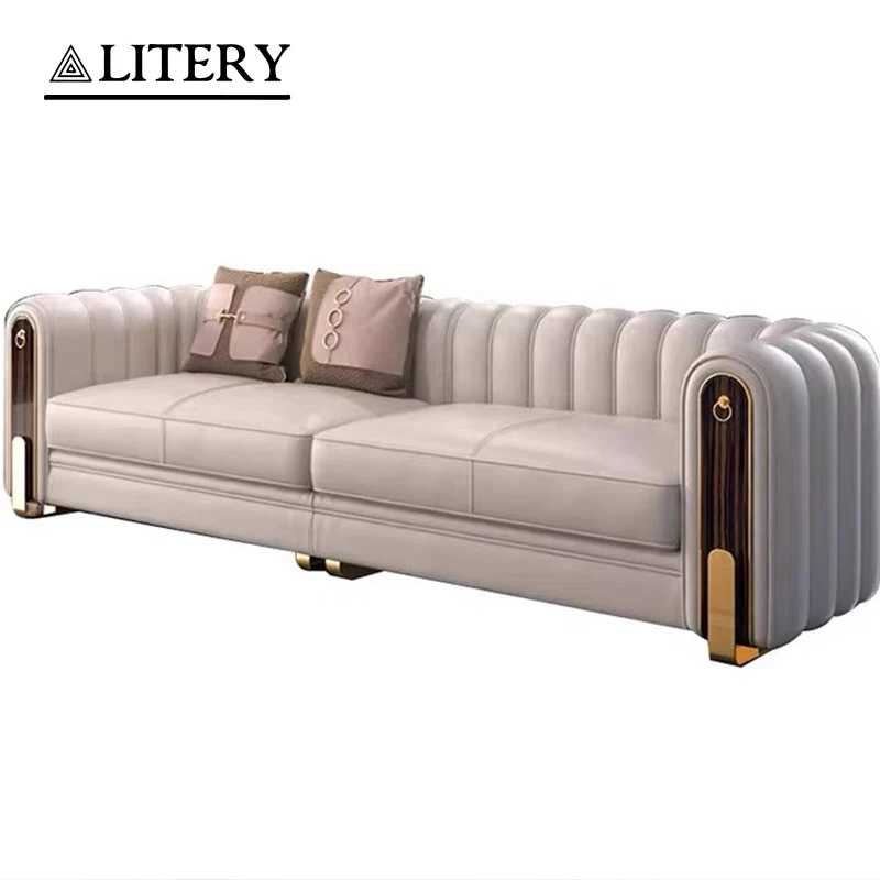 Premium Italian Leather Luxury  Sofa Set for Sophisticated Living Room Interiors Elegant Design Quality and Luxurious Comfort