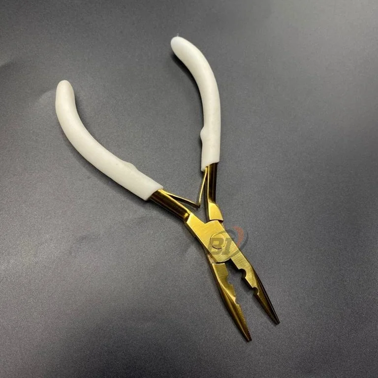 Hair Extension Plier Wholesale White Gold Surgical Grade Stainless Steel Needle Nose Pliers For Hair Extension
