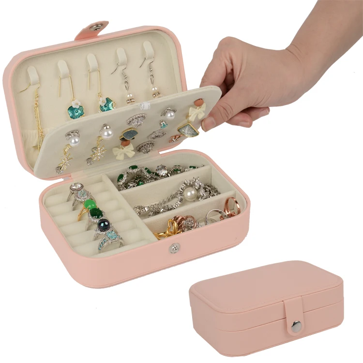 Sample Available Pu Leather Business Portable Jewelry Gift Organizer Boxes Necklaces Bracelet Ring Jewelry Storage Cases