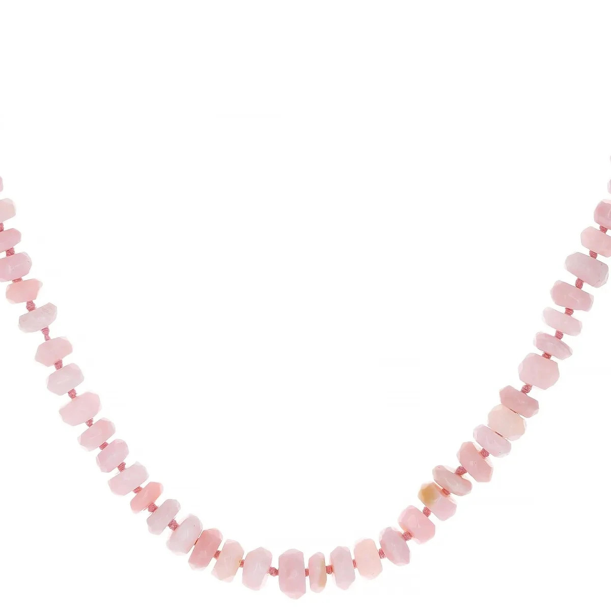 Pink Peruvian Opal Sterling Silver Bead Necklace: Fashion Jewelry Accessory, Gemstone Necklace for Women, 925 Silver Elegance