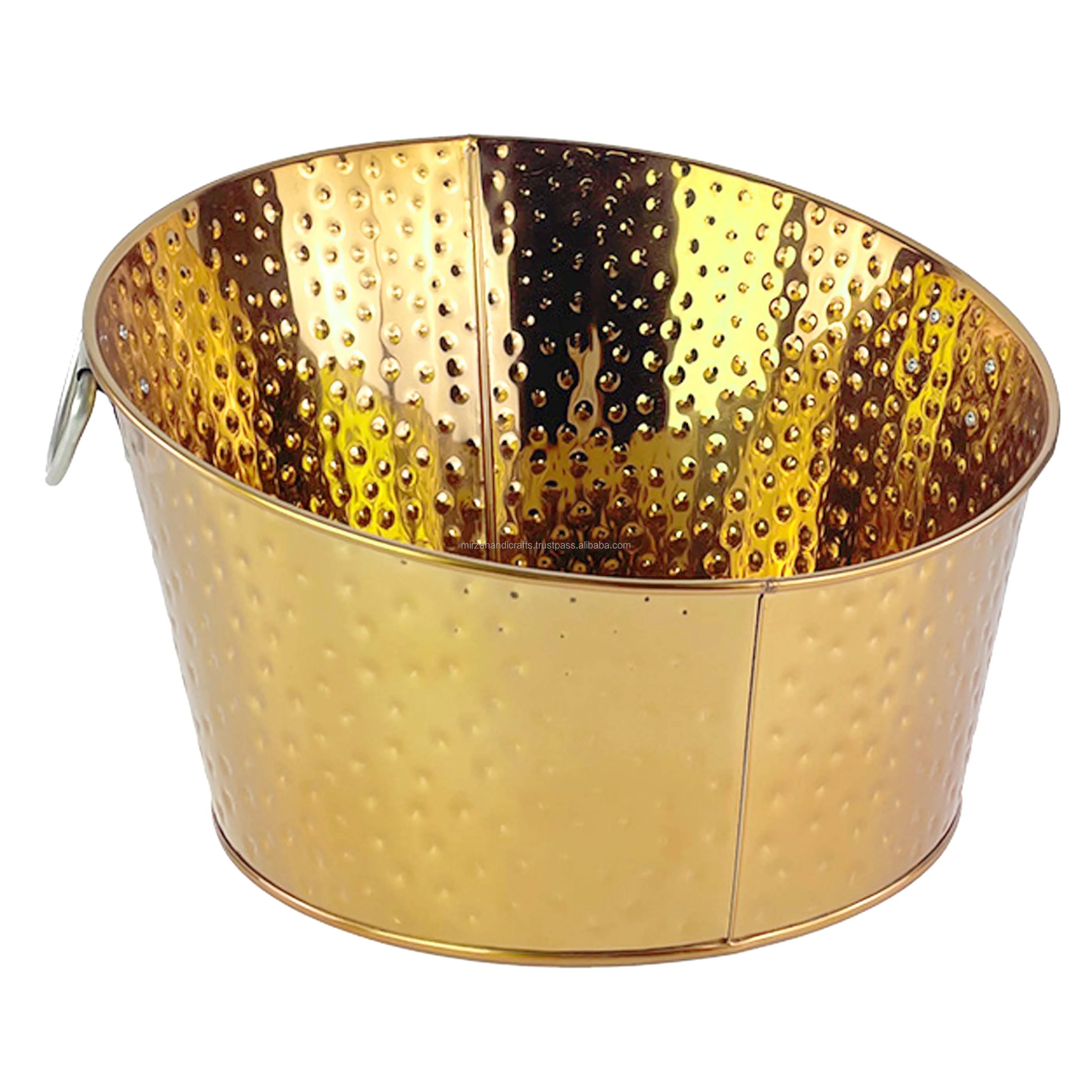 Factory Price Large Copper Finished Beverage Tub Hammered Ice Tub Wholesale Price for Home Bar Chilling Beer and Wine