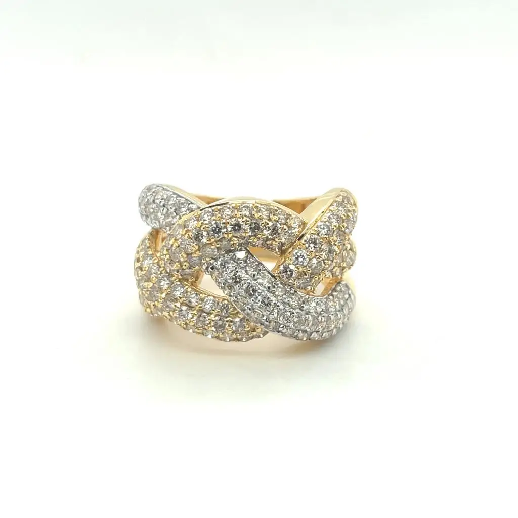 Best Selling Handmade Two Tone 14 Kt Real Diamond Finger Ring with 2.25 Diamond Ct for Girls Engagement Ring for Export