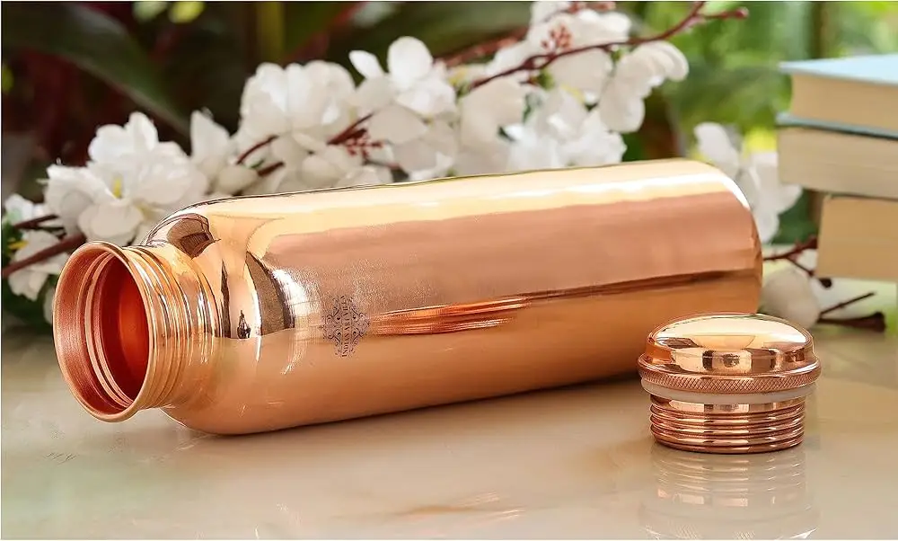 100% бутылка для питьевой воды из чистой меди чистая медная забитая/простая изготовлена в Индии герметизированная пайки аюрведа бесплатный образец