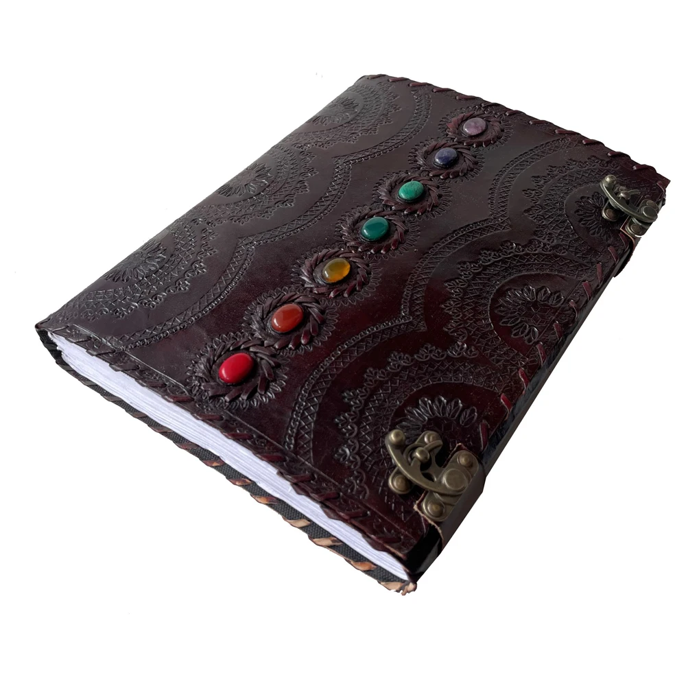 Seven Stone Leather Embossed Handmade Book Of Shadows Notebook Office Diary For Man And Women