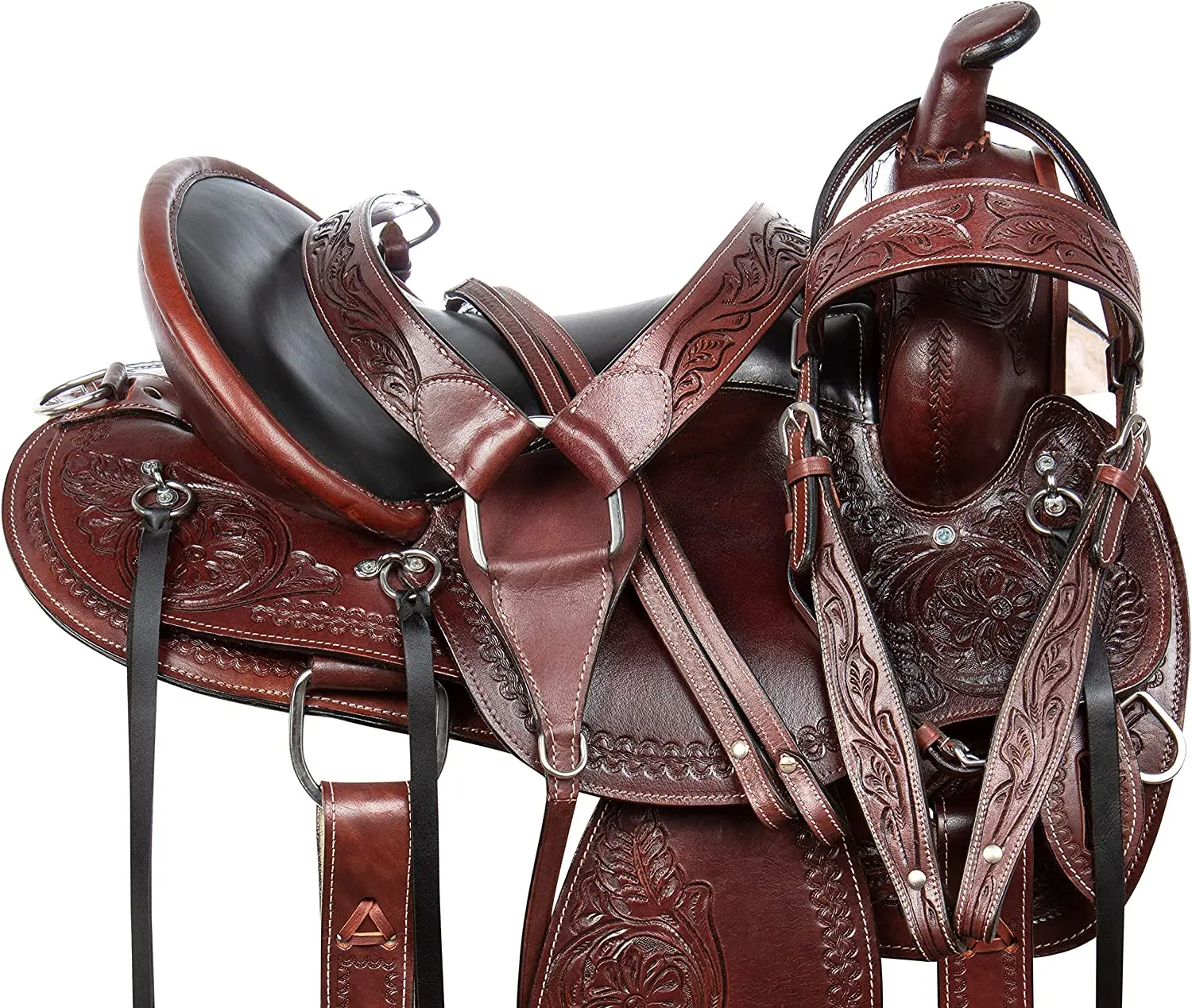Premium Quality Western Leather Horse Saddle With Matching Horse Tack Set Genuine Leather Barrel Saddle English Racing Saddle