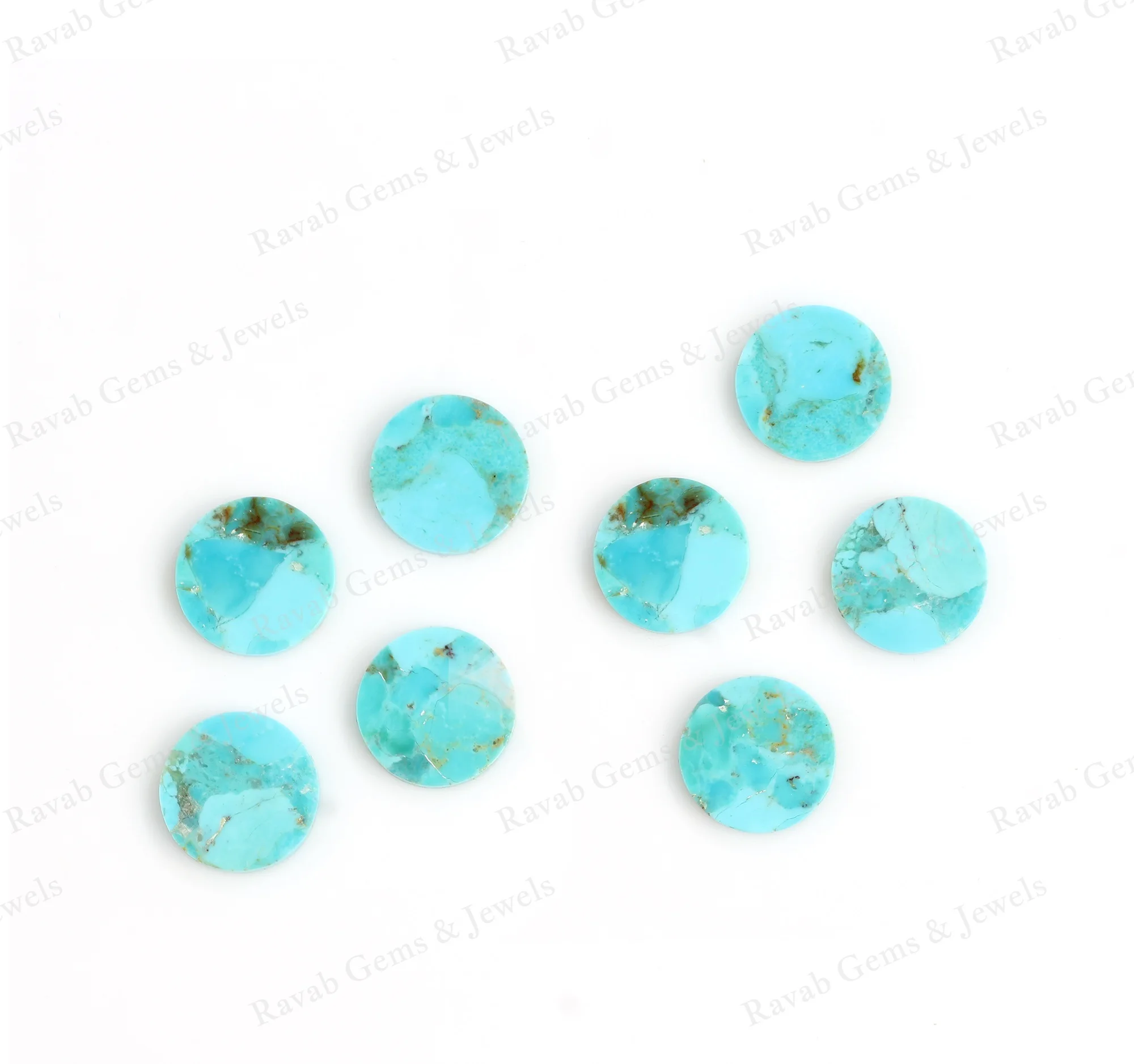 Top Quality Natural 14mm Smooth Blue Arizona Turquoise Gemstone Flat Round Coin Loose Gemstone Making 14k Gold Jewelry