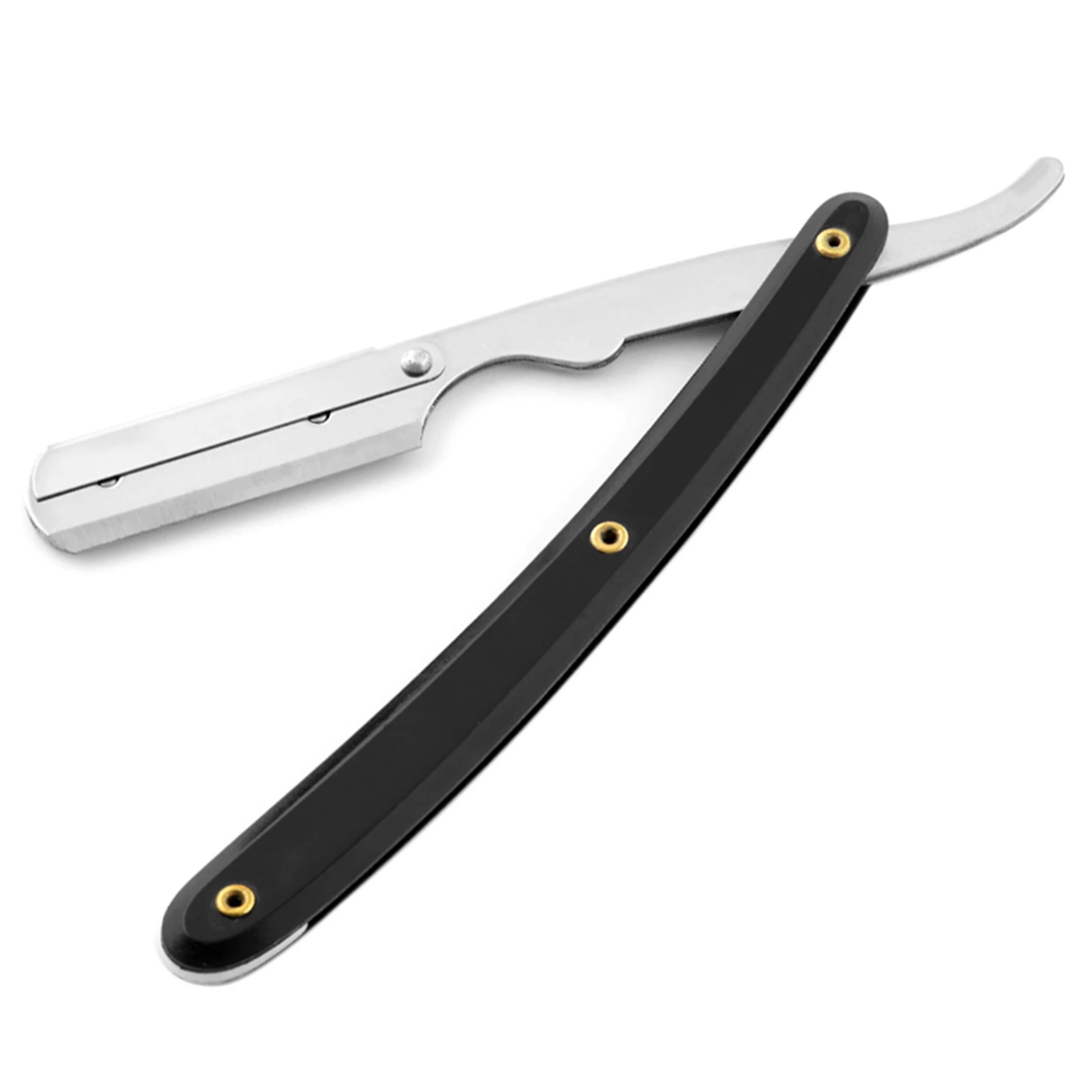 Black Barber Razor Plastic Handle Wholesale price Straight razor Barbershop tool with free logo