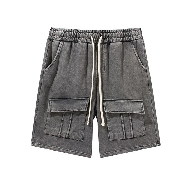 OEM Wholesale Custom Hot sale Heavy Weight Cotton Shorts Men Stone Wash French Terry Cargo Running Shorts