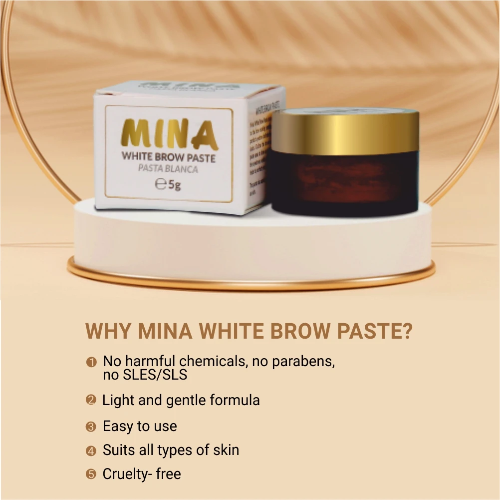 Mina White Organic Eyebrow Mapping Paste Creamy Brow Shape Define Tool Face Wrinkle Beauty Products White Eyebrow Tinting Cream