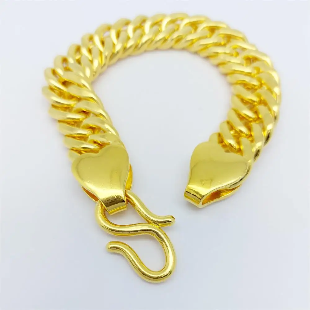 Wholesale Price Fashion Jewelry Men High Quality Silver Gold Filled 16mm Gold Chain 24k Gold Bracelet