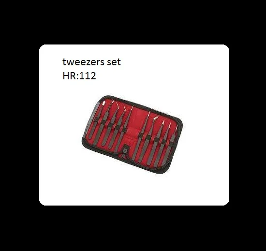 Welcomed Eyelash Tweezers With Logo With Paper Transfering PrintingEYELASH TWEEZERS set black with pouch