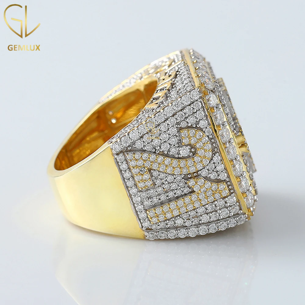 Trendy Design Custom Iced Out VVS Moissanite Diamond Letter Number Tester Passing Hip Hop Ring For Men