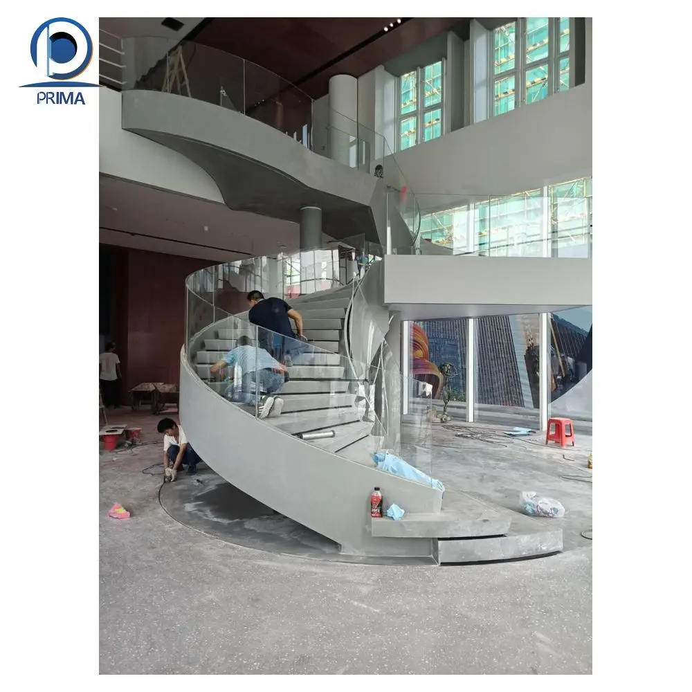 Prima Stairs House Interior Staircase Aluminum Designs Railing Curved Stair Spiral Staircase Wood Treads