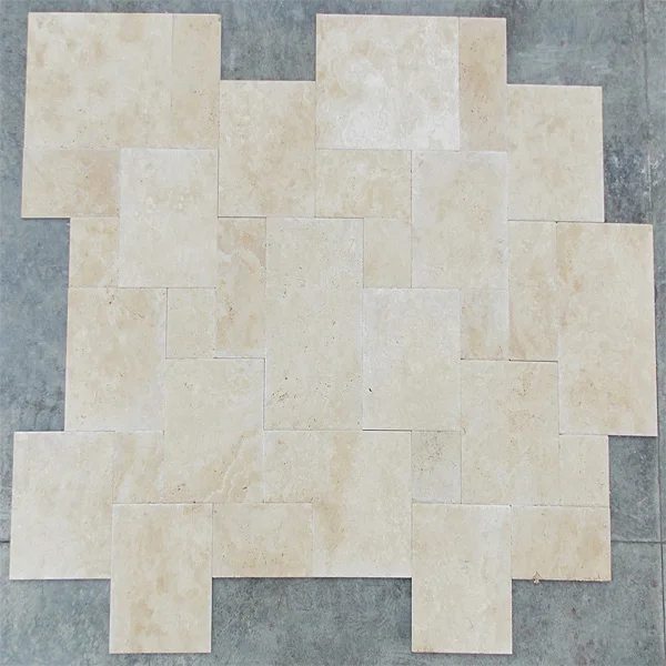2023 Travertine Tumbled Tile Made in Turkey 1.2cm thickness Extra Light Pattern Set Indoor Outdoor Decorations Wall and Flooring