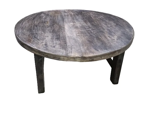 round mango wooden 85 cms round white antique coffee and tea table handmade European coffee table customised four legs