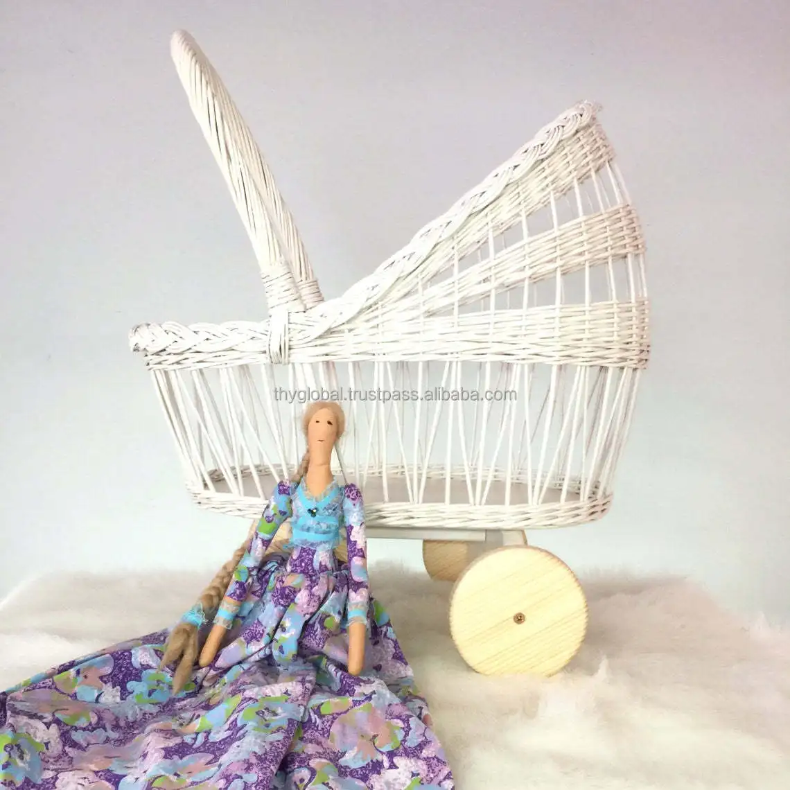 Rattan doll for kid toys small baby stroller hot sell made by rattan 100% natural