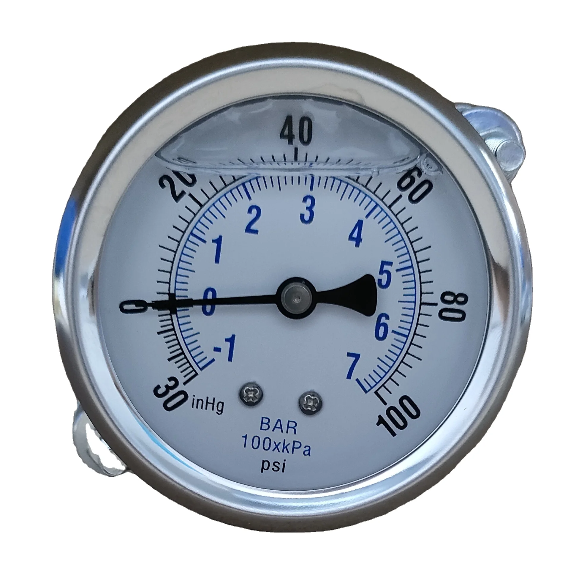 63mm back ss304 oil filled with u-clamp pressure gauge