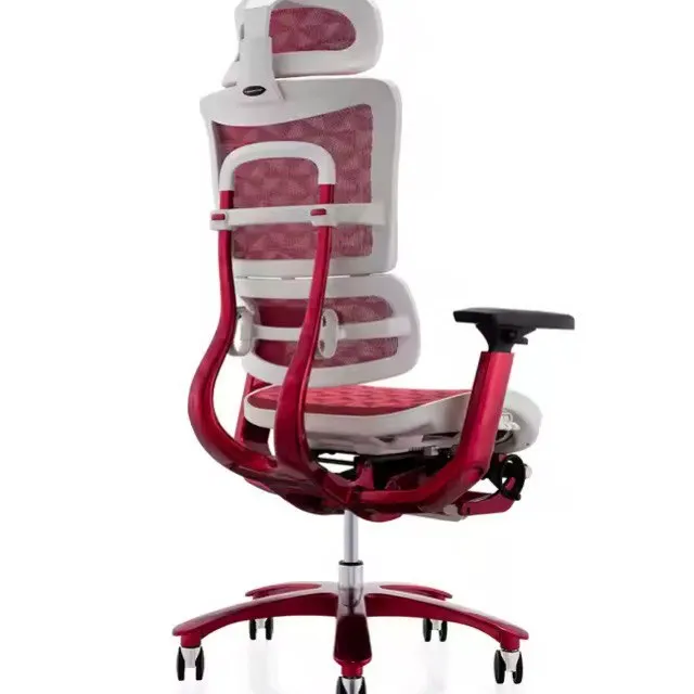 Ergonomic Chair Bifma 5 Years Warranty Luxury Chair Office Red Comfortable Full Mesh Office Furniture Modern Aluminum Alloy Base