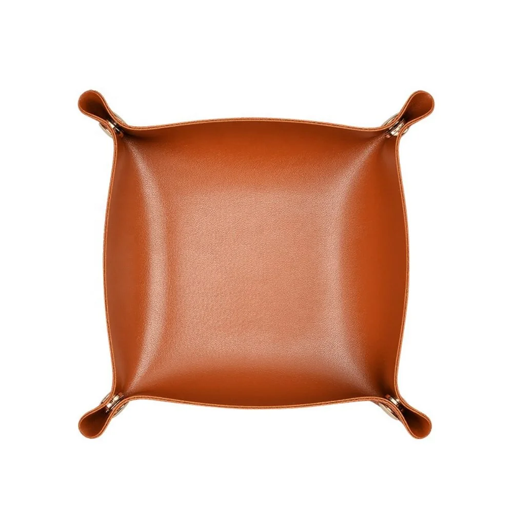 Living Room Porch Leather Storage Tray Leather Key Storage Box Desktop Debris Sorting Cosmetic Tray