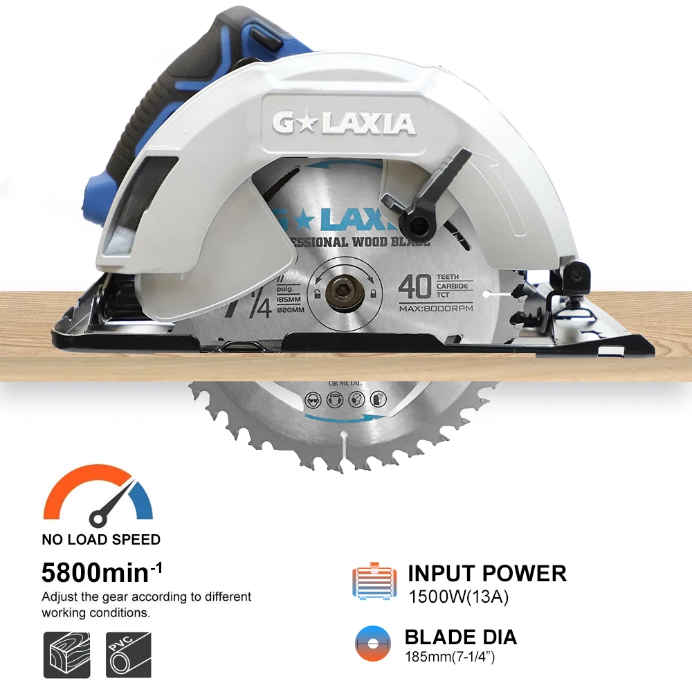 Galaxia 185mm 1500W Circular Saw - Powerful Precision Cutting Tool