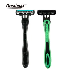 Бритва для лица, одноразовая бритва с тремя лезвиями и резиновой ручкой, Мужская бритва, бритва для мужчин, фабричная бритва на заказ