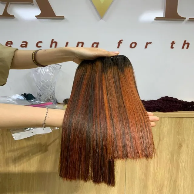 Vietnamese Hot Trend Orange Highlight Color Hair Extensions No Tangle No Shedding with Wholesale Price