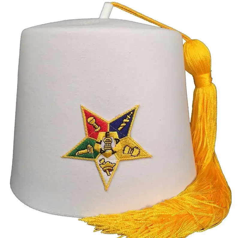Wholesale Cheap Masonic Order of Eastern Star Black & White Fez Cap Special Custom White Fez Cap